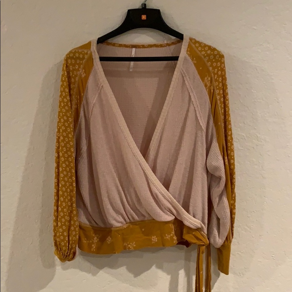 Free People Crossover Top Pink Mustard Sz S